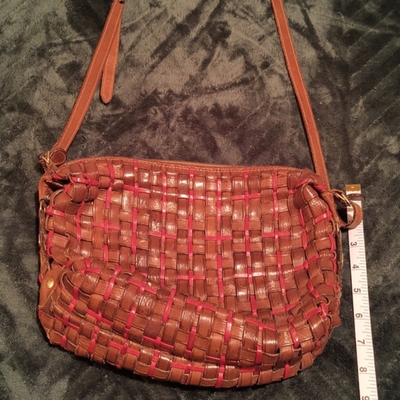 Vintage Piero Guidi bag. Brown and red lace leather. Made in Italy. - Picture 6 of 6